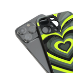 y2k emerald green hearts back phone cover | glass case for iphone 14 plus