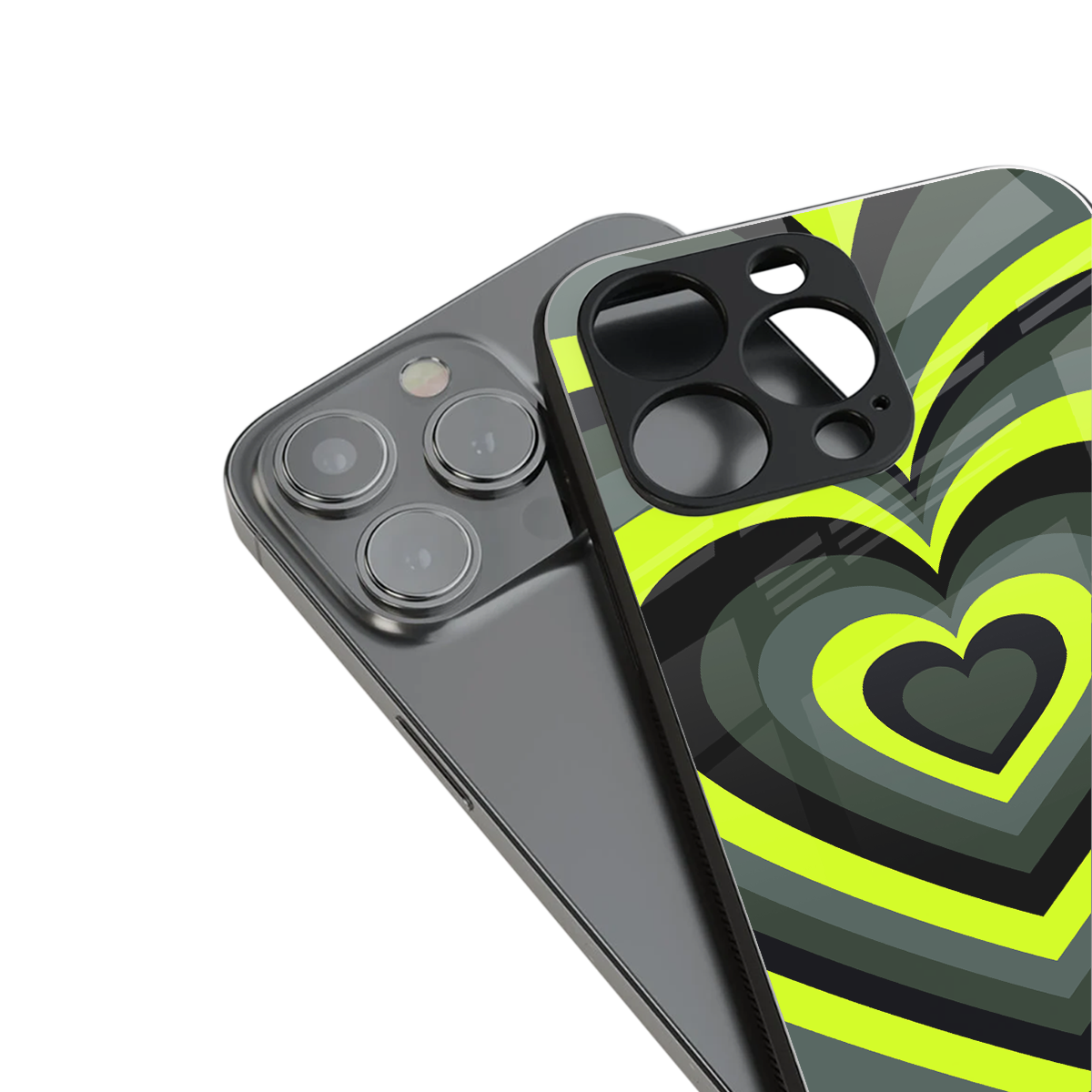 y2k emerald green hearts back phone cover | glass case for iphone 14 pro