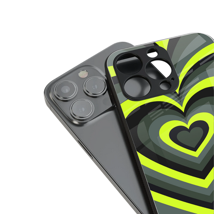 y2k emerald green hearts back phone cover | glass case for iphone 14 pro max