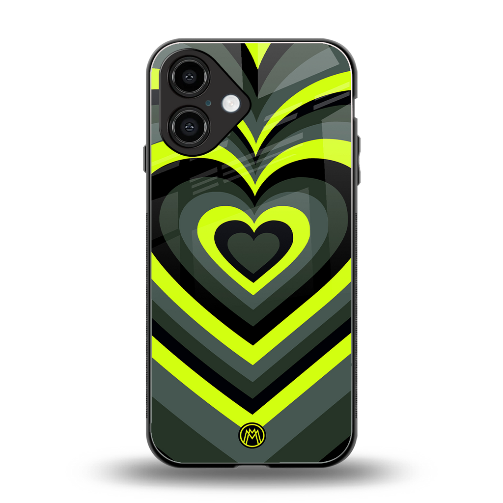 y2k emerald green hearts back phone cover | glass case for iphone 16
