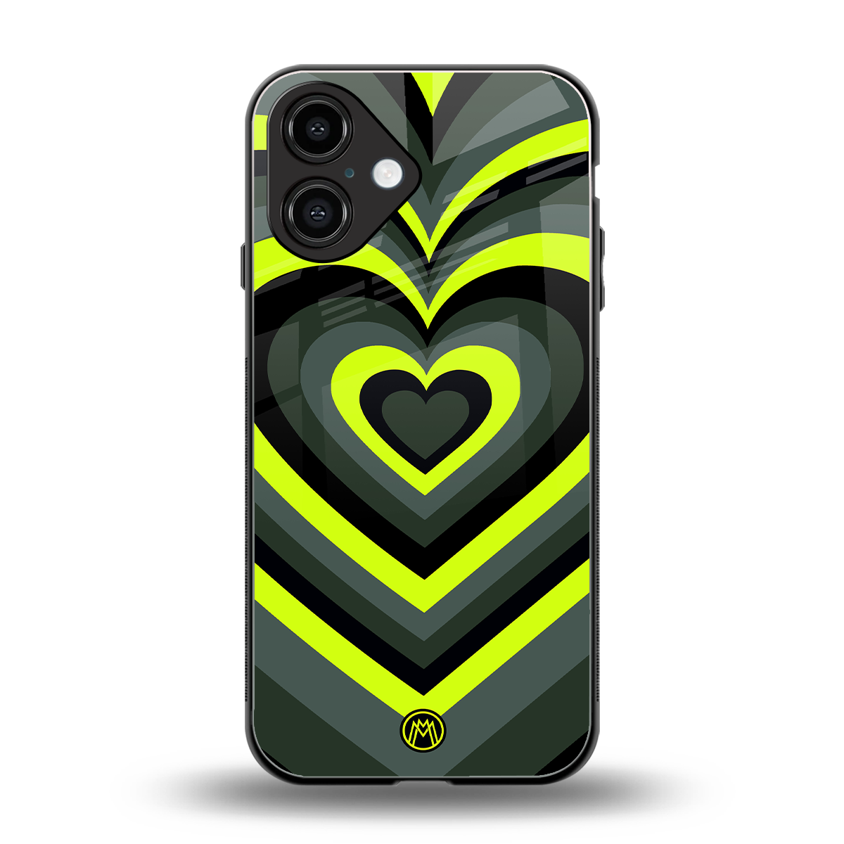 y2k emerald green hearts back phone cover | glass case for iphone 16