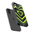 y2k emerald green hearts back phone cover | glass case for iphone 16