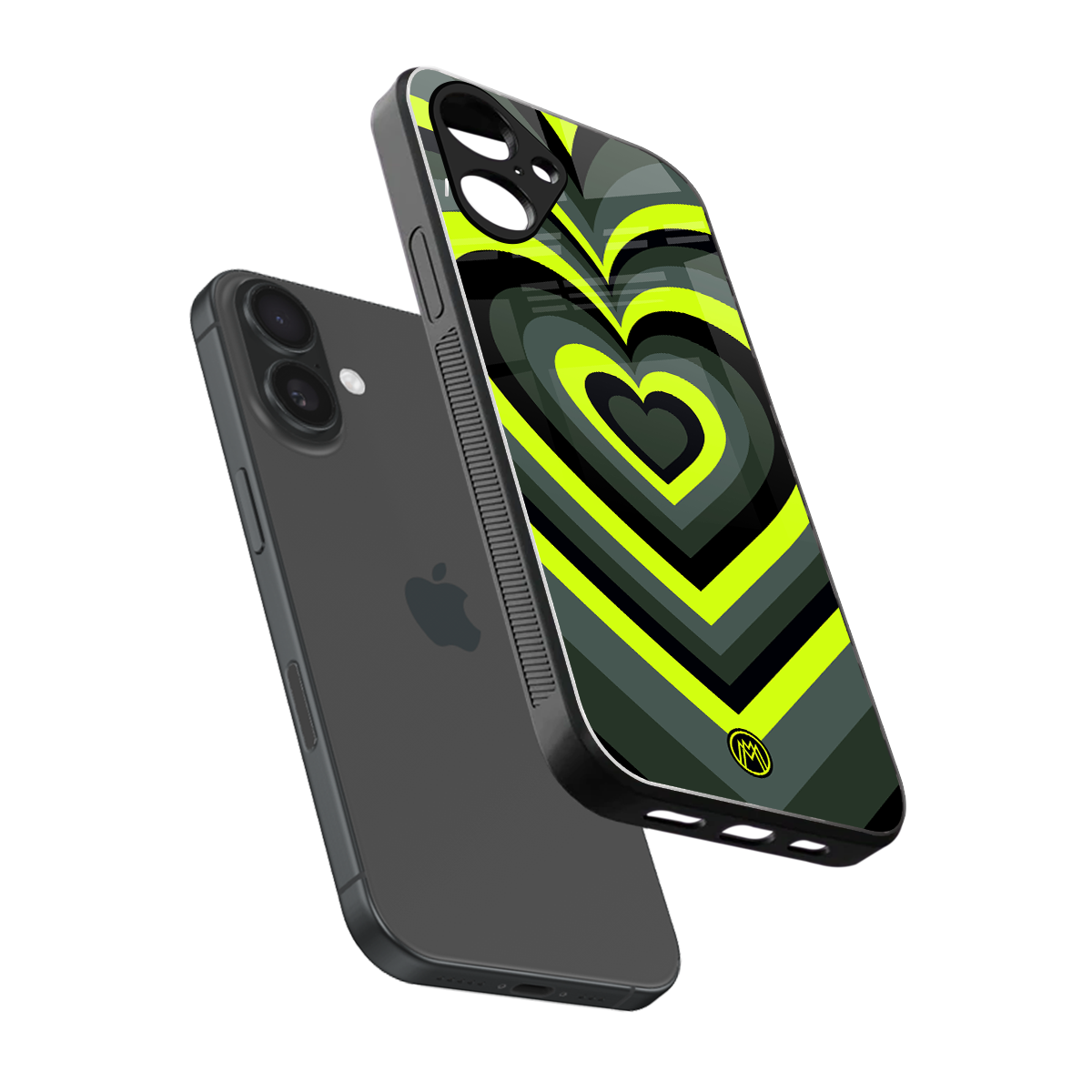 y2k emerald green hearts back phone cover | glass case for iphone 16