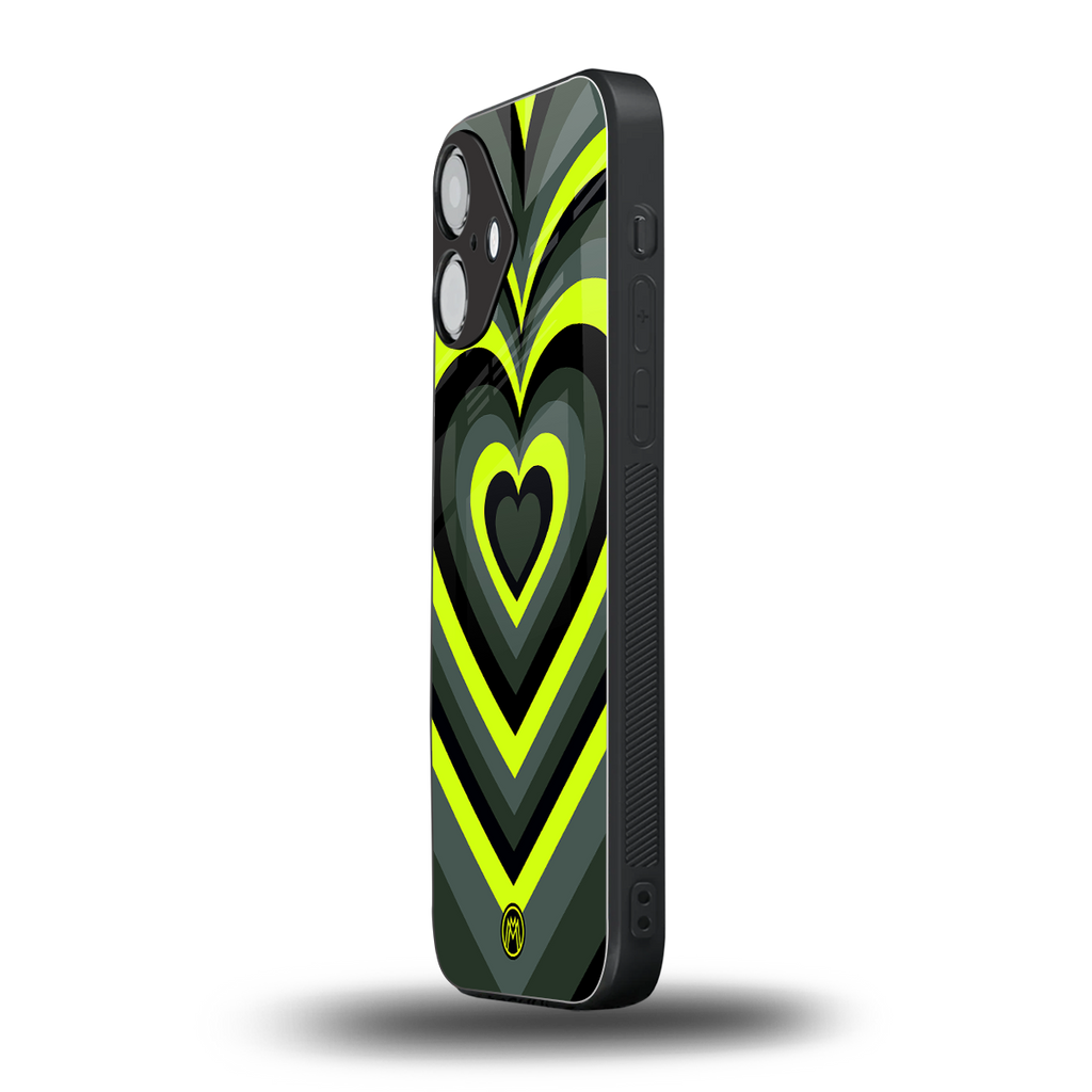 y2k emerald green hearts back phone cover | glass case for iphone 16