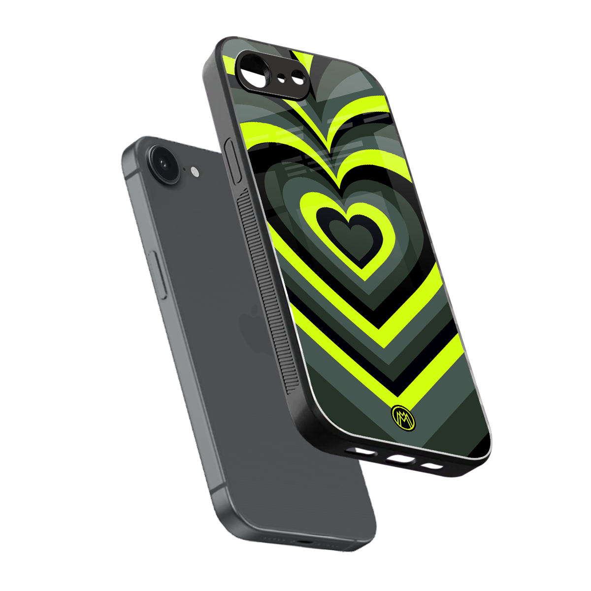 y2k emerald green hearts back phone cover | glass case for iphone 16e