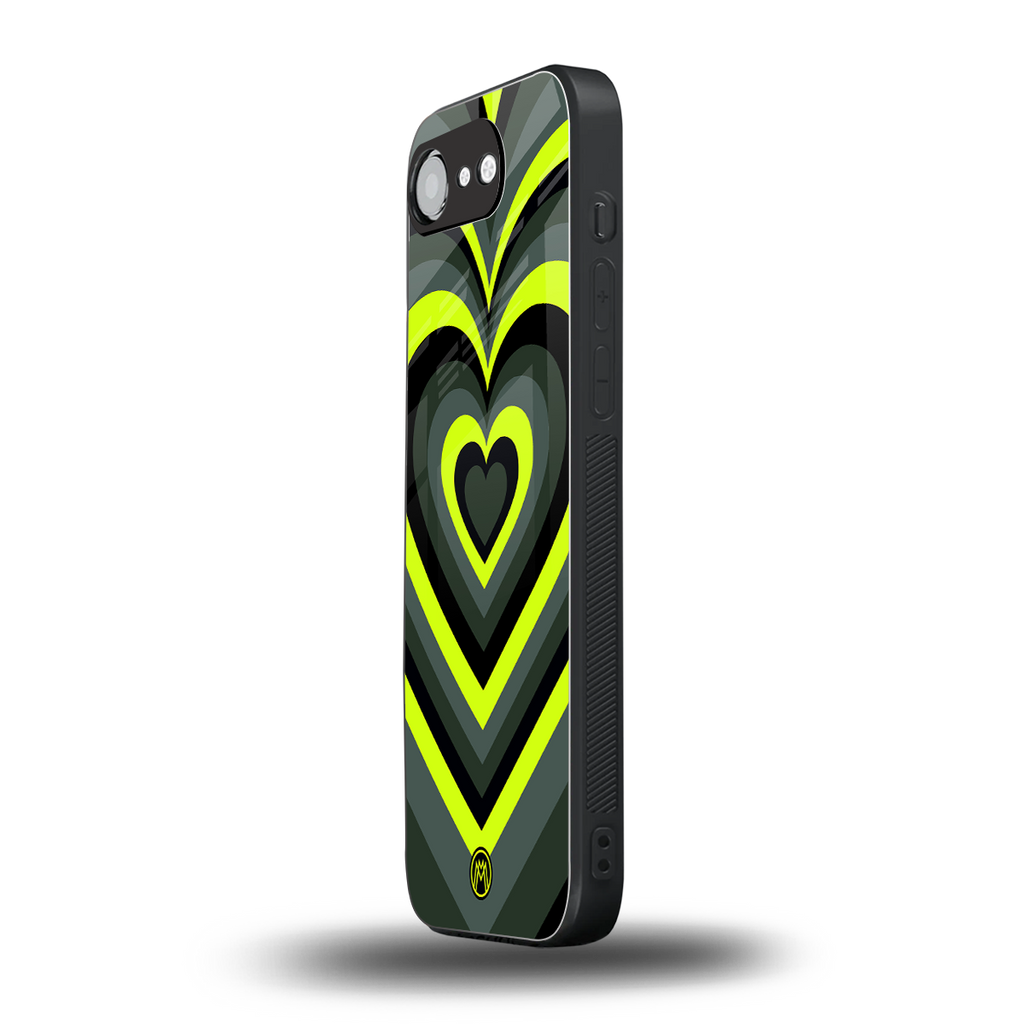 y2k emerald green hearts back phone cover | glass case for iphone 16e