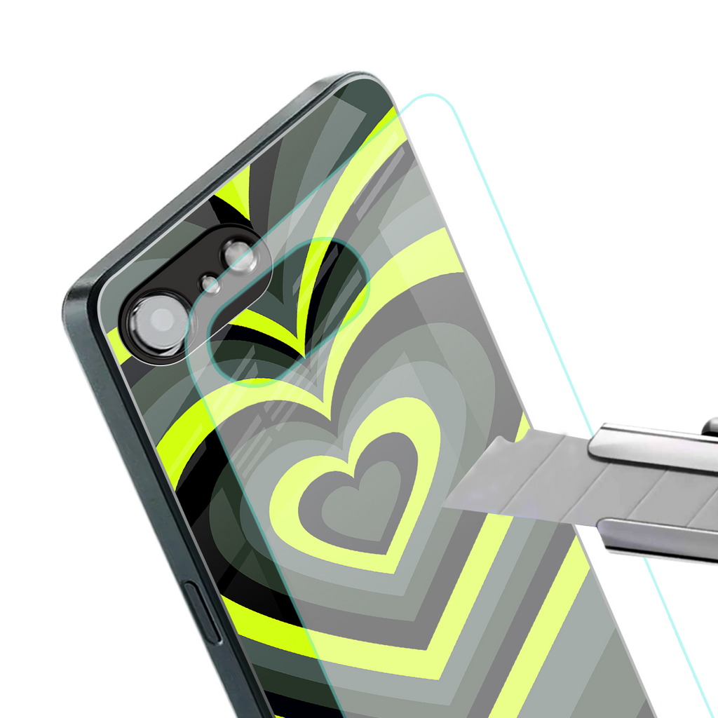 y2k emerald green hearts back phone cover | glass case for iphone 16e