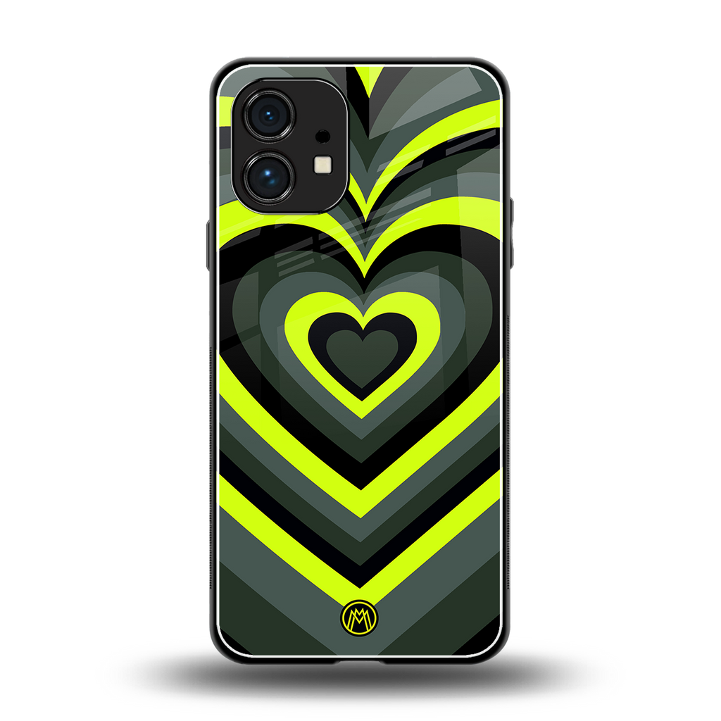 y2k emerald green hearts back phone cover | glass case for nothing phone 1