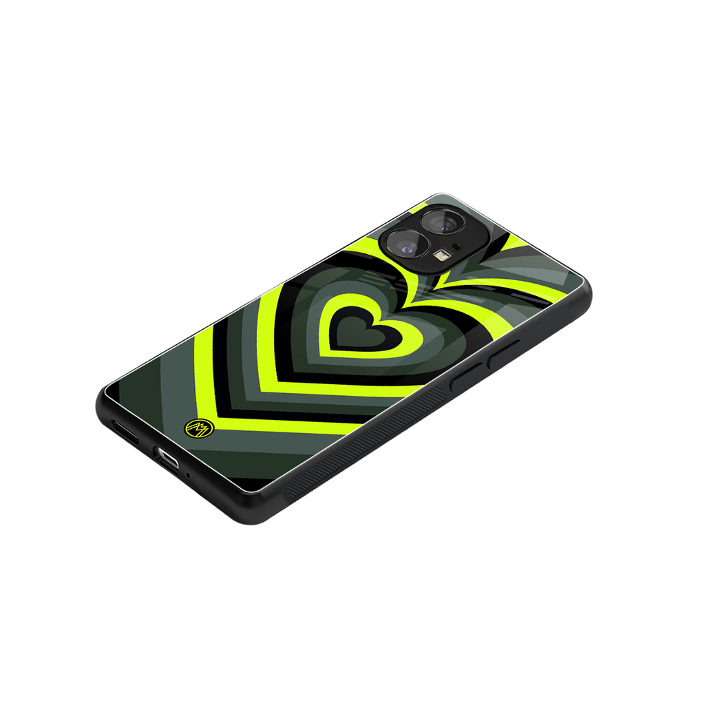 y2k emerald green hearts back phone cover | glass case for nothing phone 1