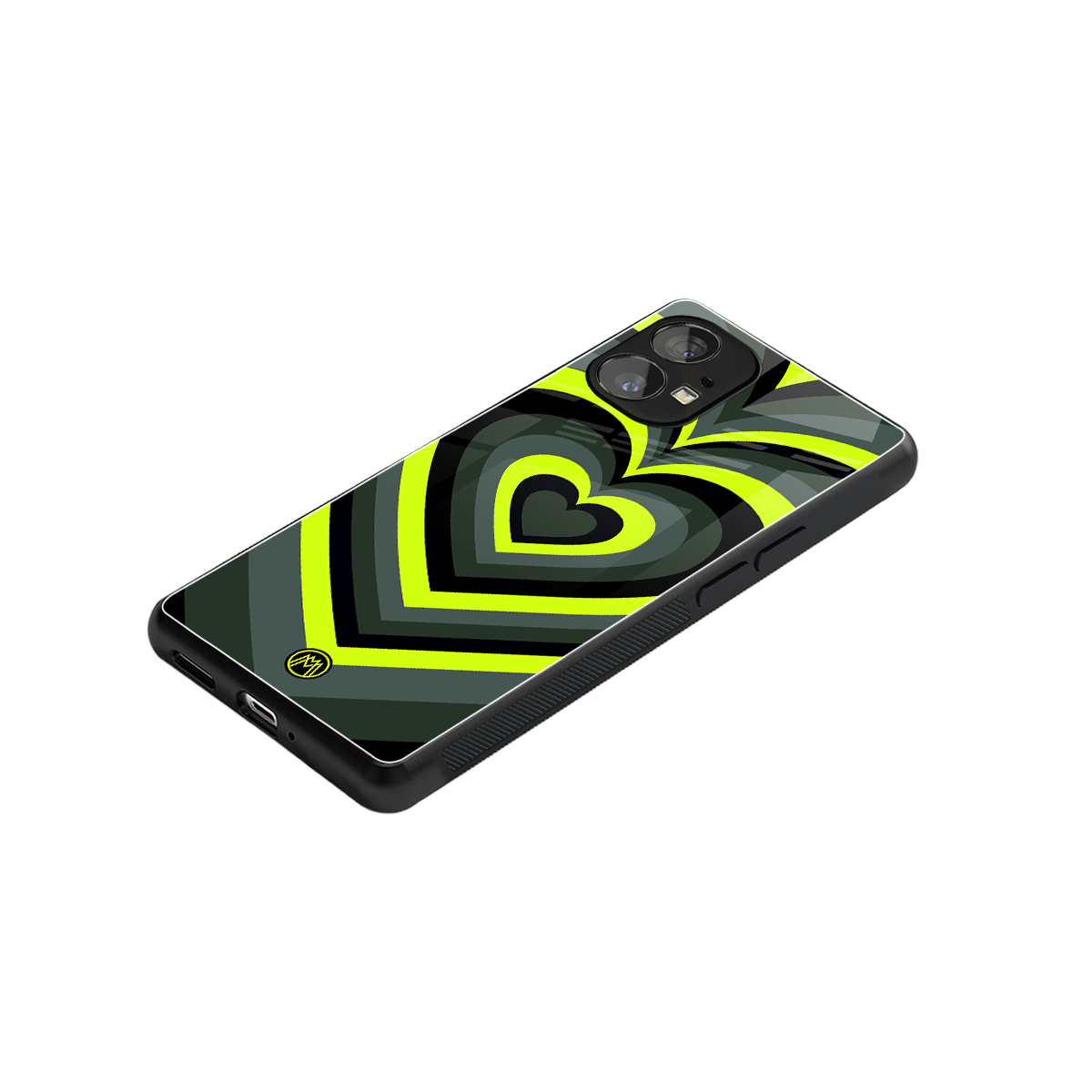 y2k emerald green hearts back phone cover | glass case for nothing phone 1