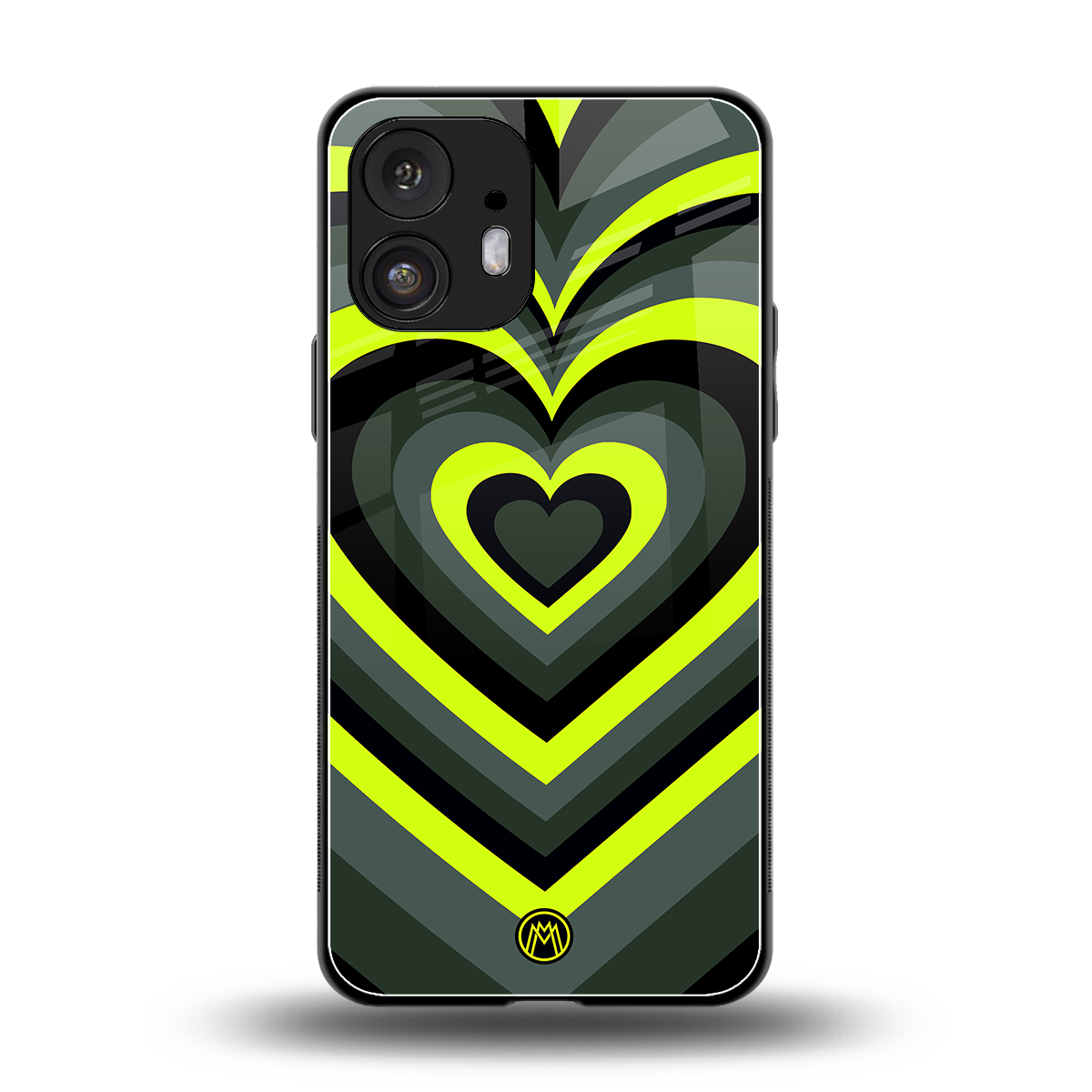 y2k emerald green hearts back phone cover | glass case for nothing phone 2