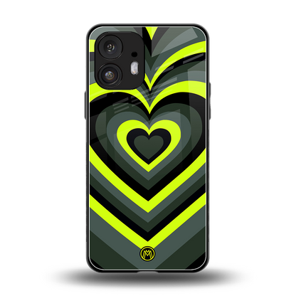 y2k emerald green hearts back phone cover | glass case for nothing phone 2