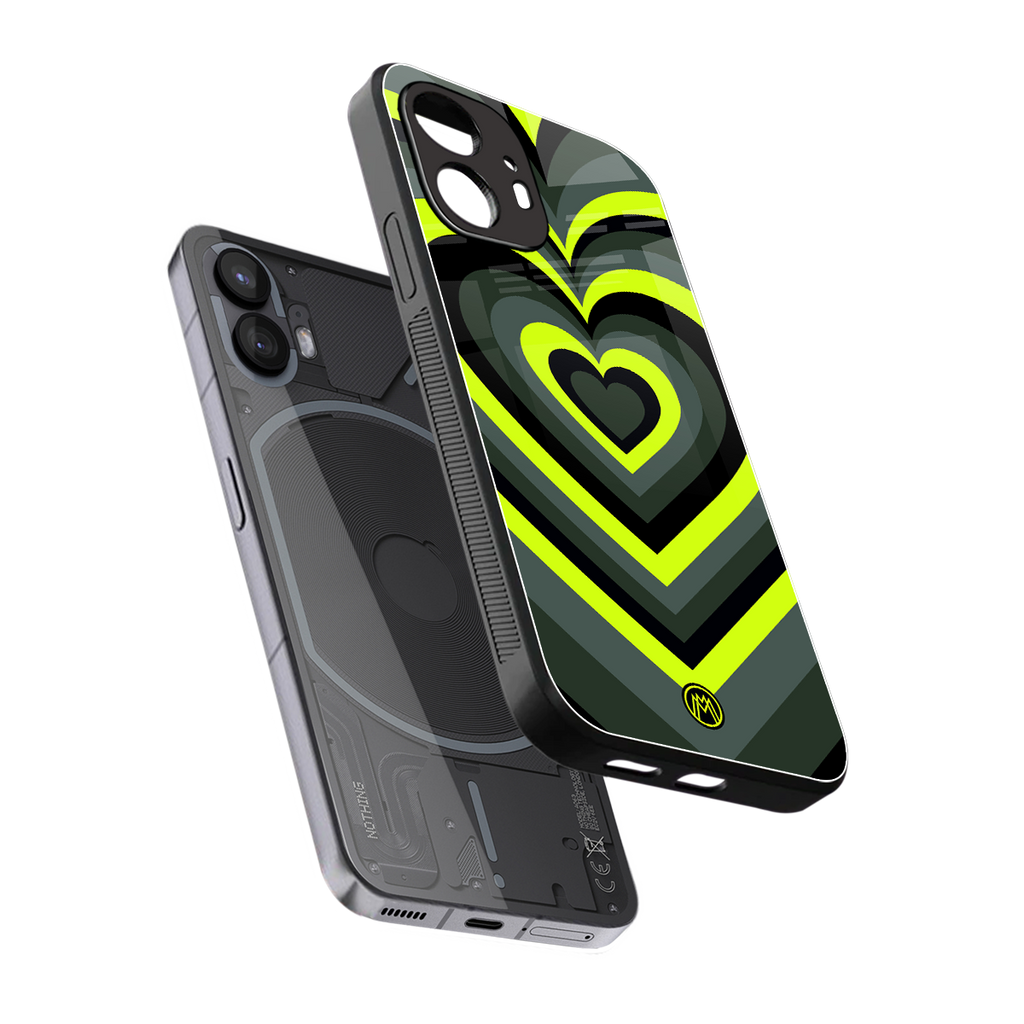 y2k emerald green hearts back phone cover | glass case for nothing phone 2