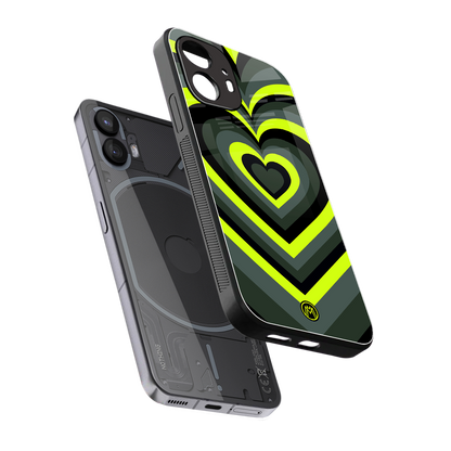 y2k emerald green hearts back phone cover | glass case for nothing phone 2