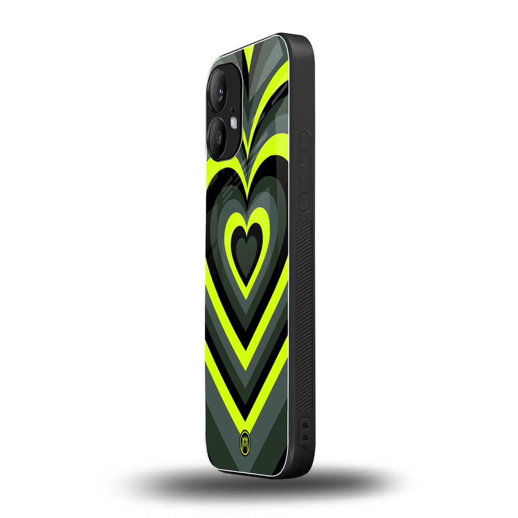 y2k emerald green hearts back phone cover | glass case for nothing phone 2