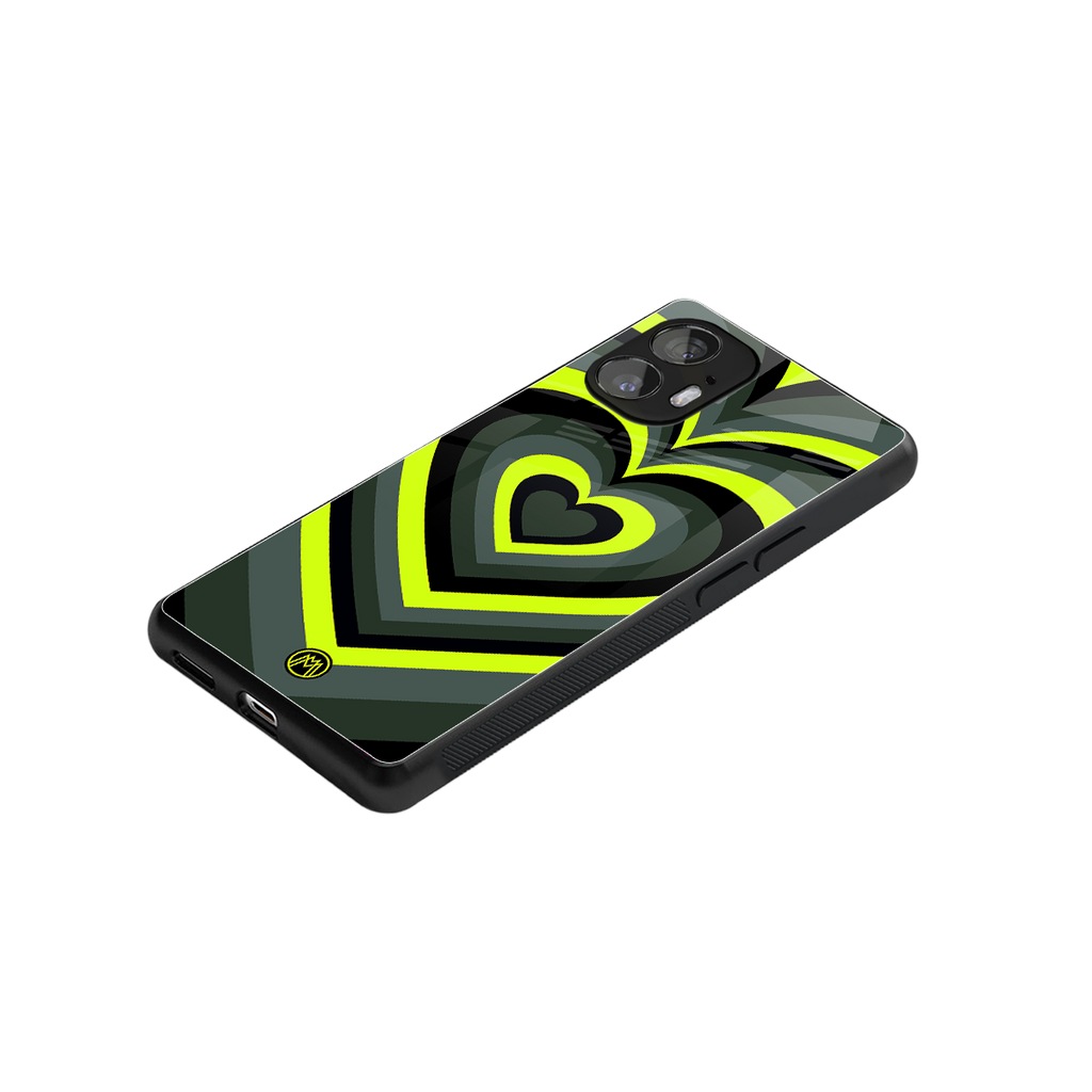 y2k emerald green hearts back phone cover | glass case for nothing phone 2