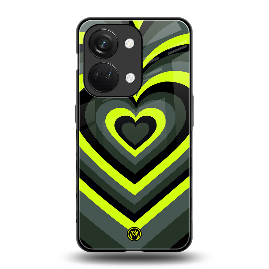 y2k emerald green hearts back phone cover | glass case for oneplus nord 3