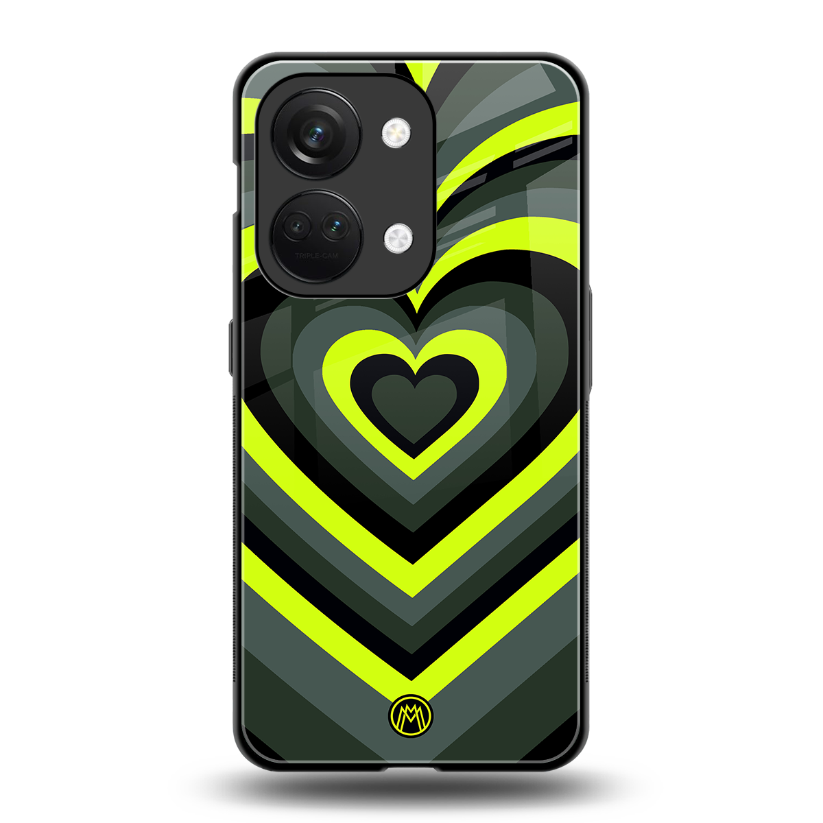 y2k emerald green hearts back phone cover | glass case for oneplus nord 3