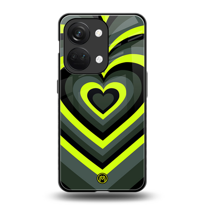 y2k emerald green hearts back phone cover | glass case for oneplus nord 3