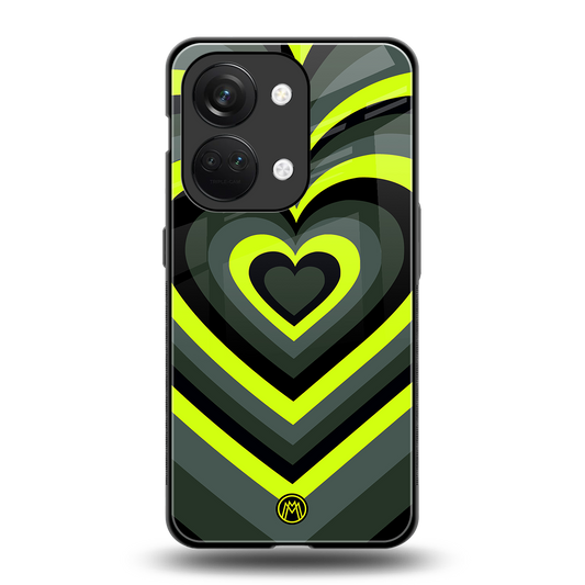 y2k emerald green hearts back phone cover | glass case for oneplus nord 3