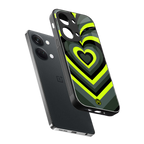 y2k emerald green hearts back phone cover | glass case for oneplus nord 3