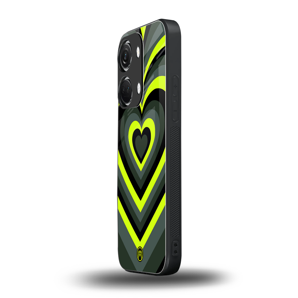 y2k emerald green hearts back phone cover | glass case for oneplus nord 3