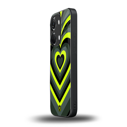 y2k emerald green hearts back phone cover | glass case for oneplus nord 3