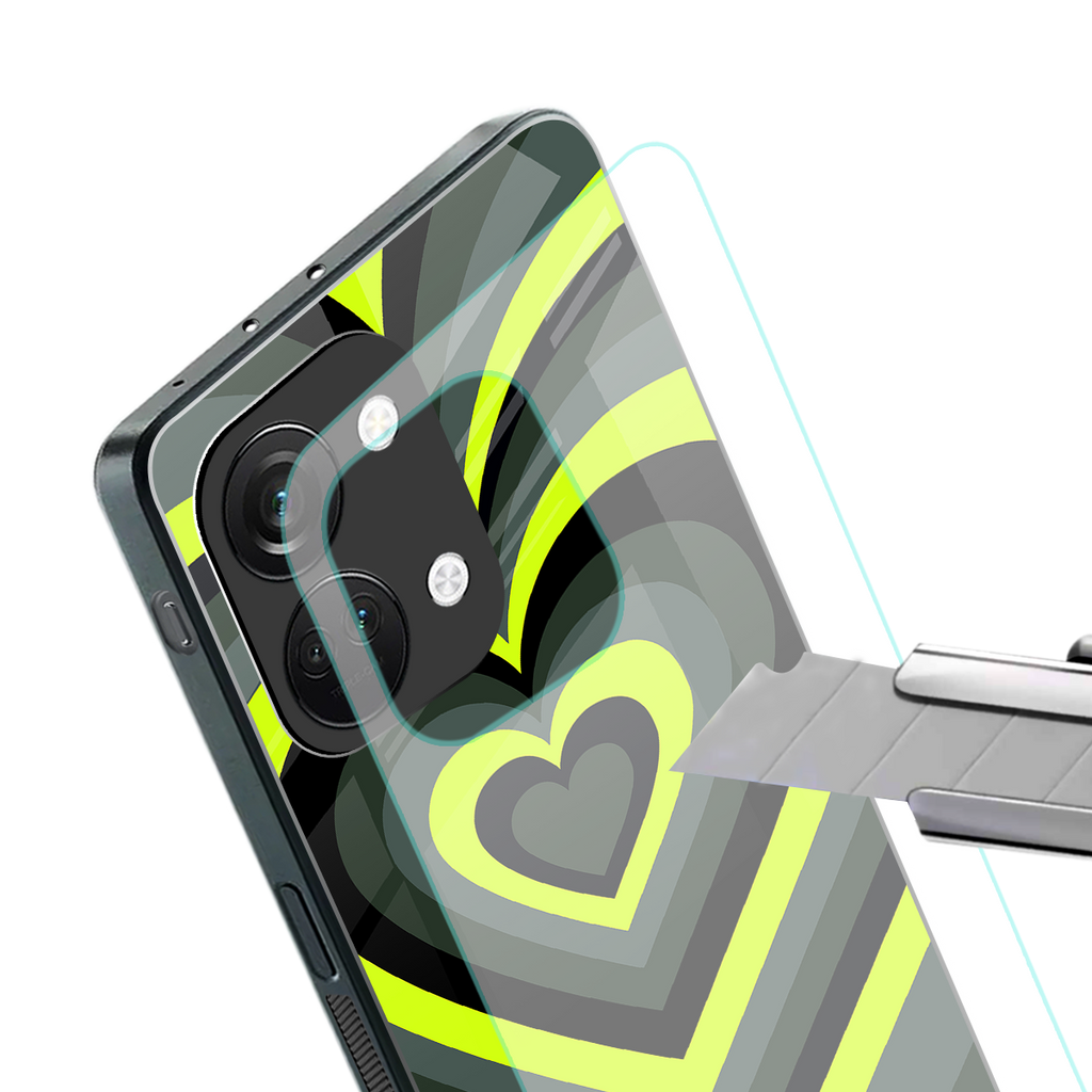 y2k emerald green hearts back phone cover | glass case for oneplus nord 3