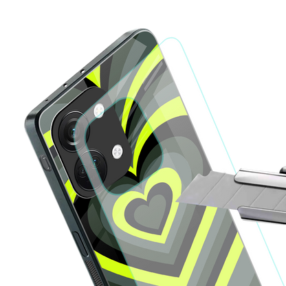 y2k emerald green hearts back phone cover | glass case for oneplus nord 3