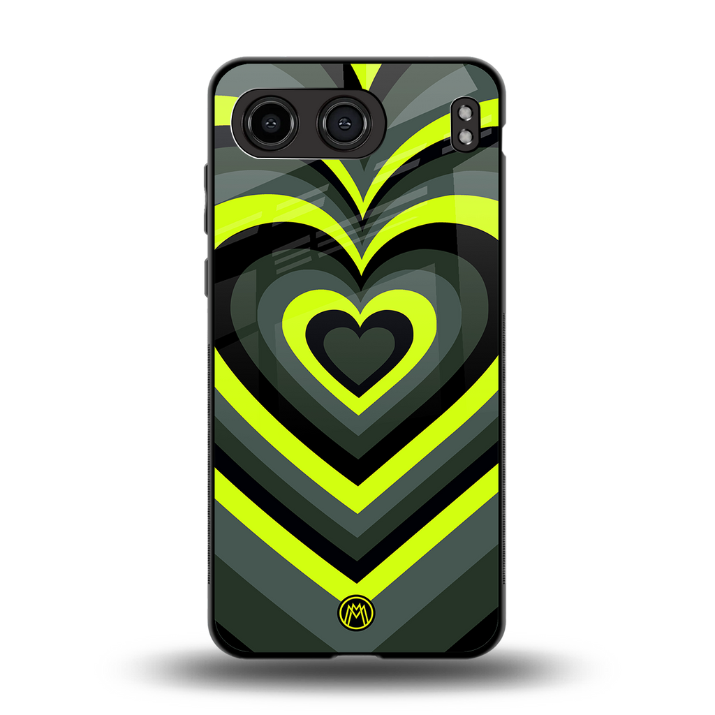 y2k emerald green hearts back phone cover | glass case for oneplus nord 4