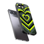 y2k emerald green hearts back phone cover | glass case for oneplus nord 4