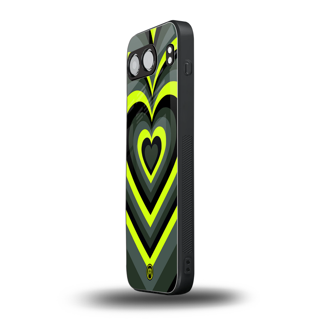 y2k emerald green hearts back phone cover | glass case for oneplus nord 4