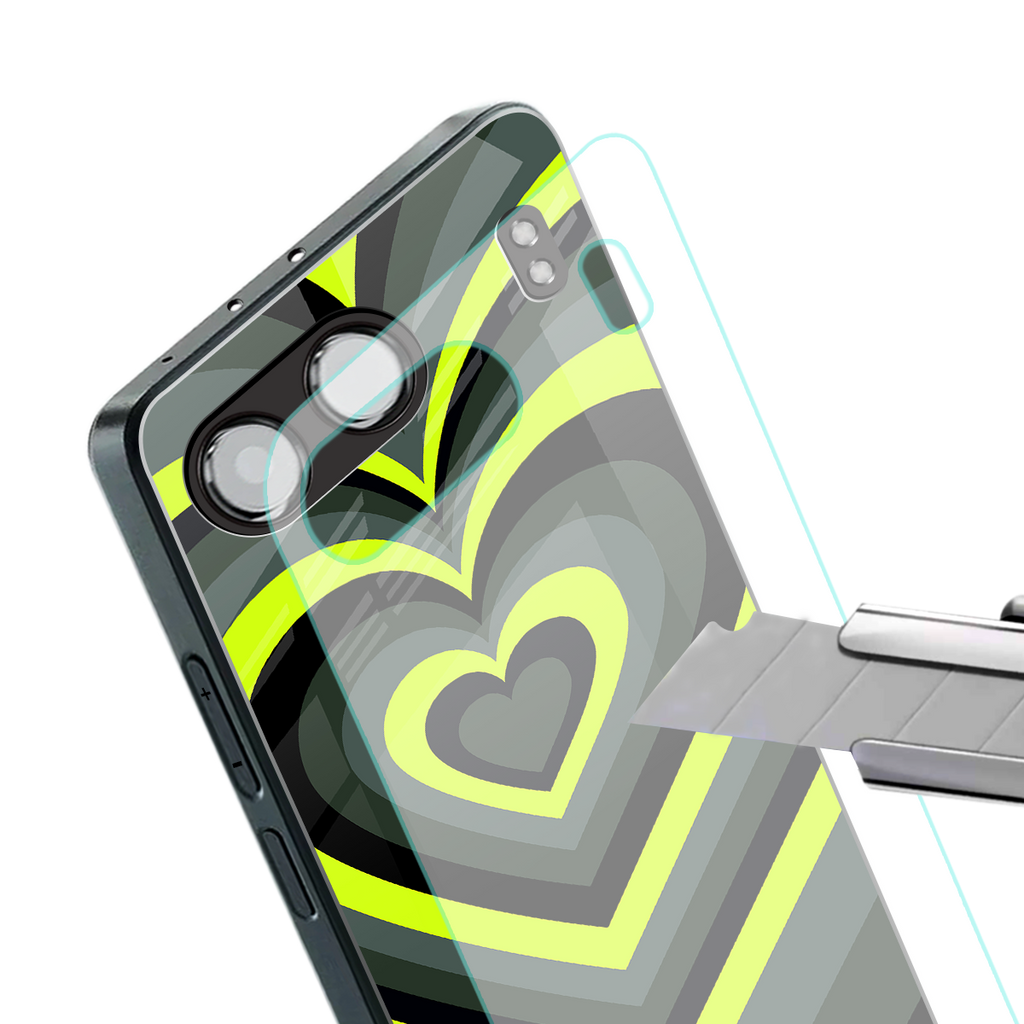 y2k emerald green hearts back phone cover | glass case for oneplus nord 4