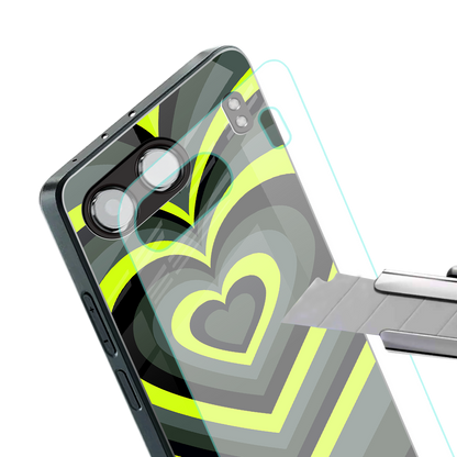 y2k emerald green hearts back phone cover | glass case for oneplus nord 4