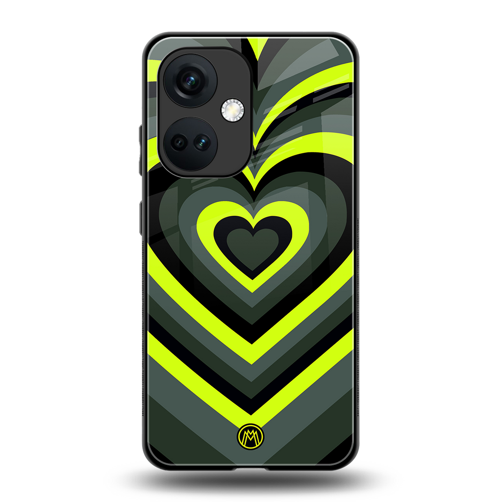 y2k emerald green hearts back phone cover | glass case for oneplus nord ce 3