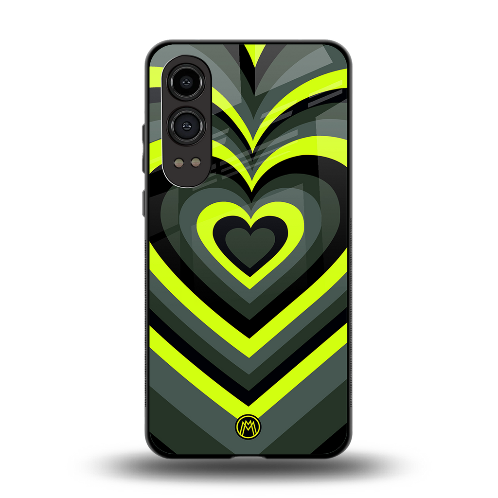 y2k emerald green hearts back phone cover | glass case for oneplus nord ce 4 lite