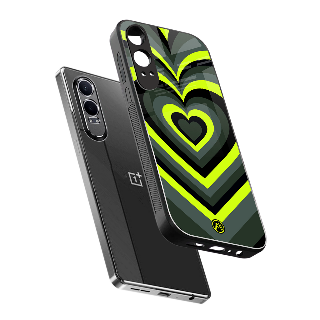 y2k emerald green hearts back phone cover | glass case for oneplus nord ce 4 lite
