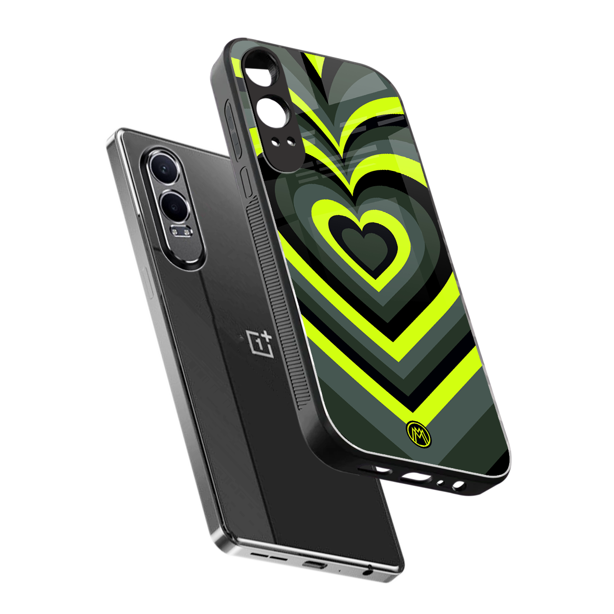 y2k emerald green hearts back phone cover | glass case for oneplus nord ce 4 lite