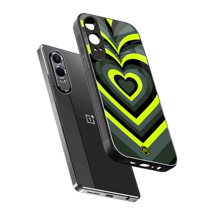 y2k emerald green hearts back phone cover | glass case for oneplus nord ce 4 lite
