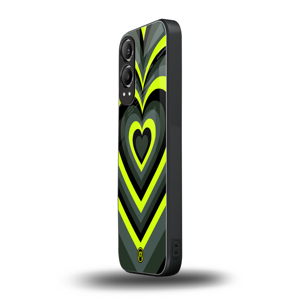 y2k emerald green hearts back phone cover | glass case for oneplus nord ce 4 lite