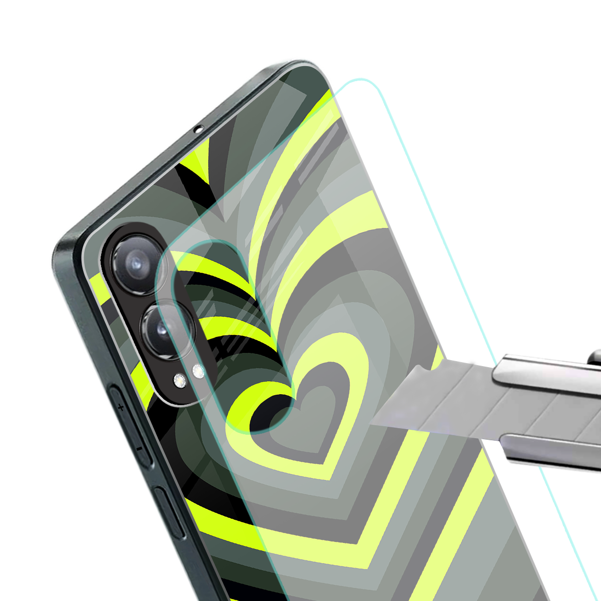 y2k emerald green hearts back phone cover | glass case for oneplus nord ce 4 lite
