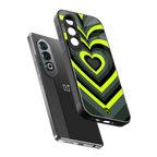 y2k emerald green hearts back phone cover | glass case for oneplus nord ce 4