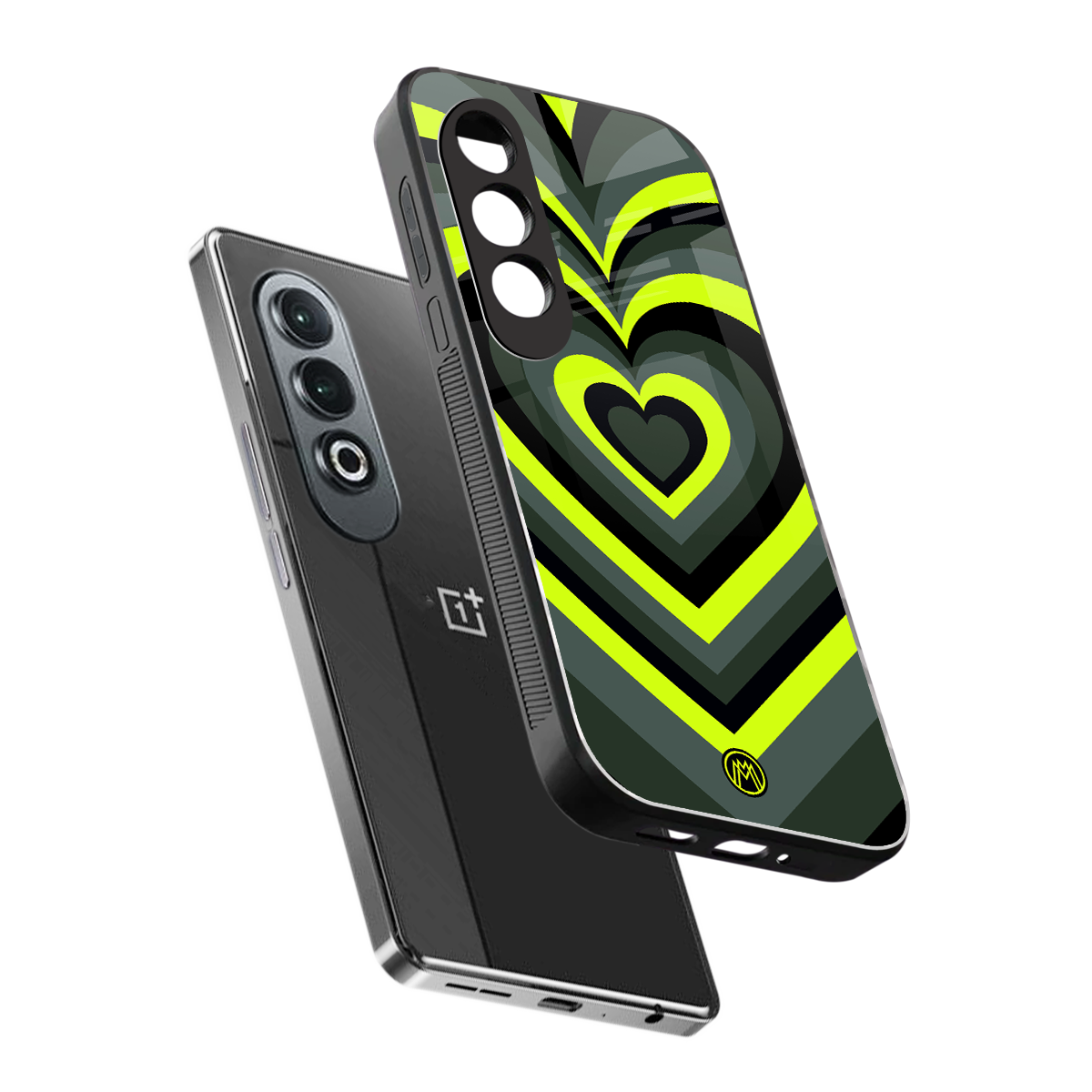 y2k emerald green hearts back phone cover | glass case for oneplus nord ce 4