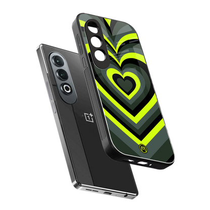 y2k emerald green hearts back phone cover | glass case for oneplus nord ce 4