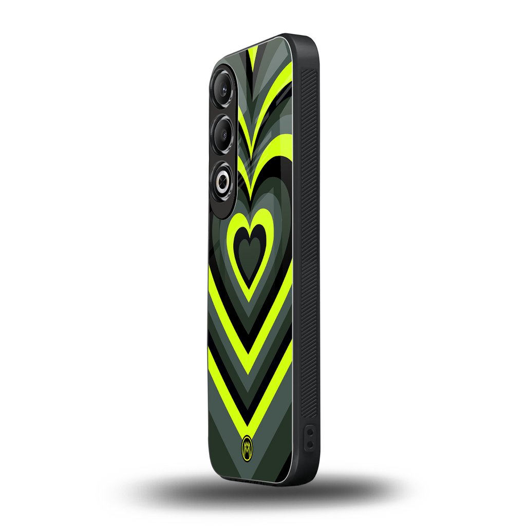 y2k emerald green hearts back phone cover | glass case for oneplus nord ce 4
