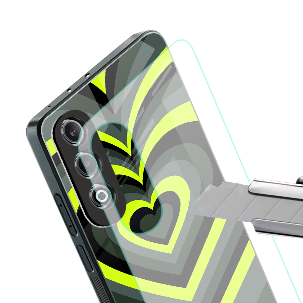 y2k emerald green hearts back phone cover | glass case for oneplus nord ce 4