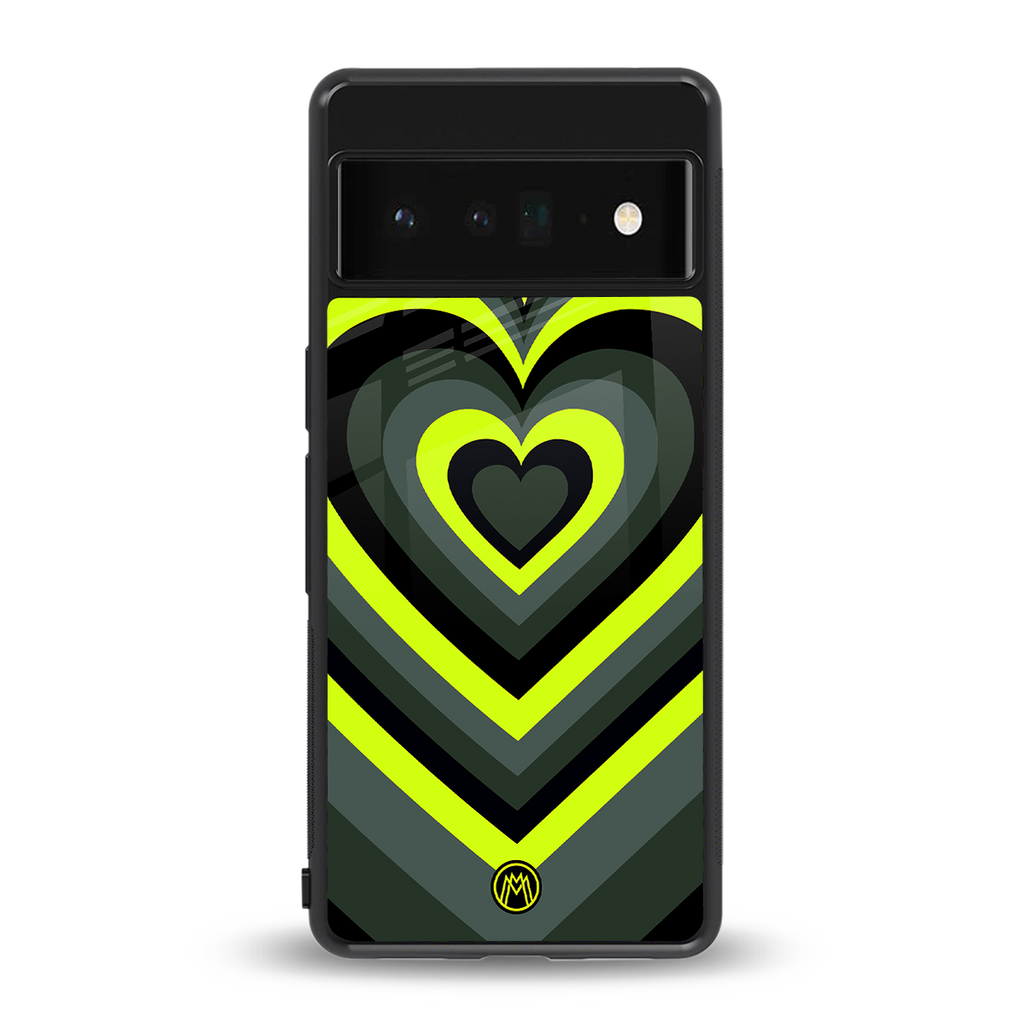y2k emerald green hearts back phone cover | glass case for google pixel 6 pro