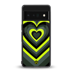 y2k emerald green hearts back phone cover | glass case for google pixel 6 pro