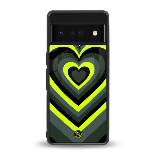 y2k emerald green hearts back phone cover | glass case for google pixel 6 pro