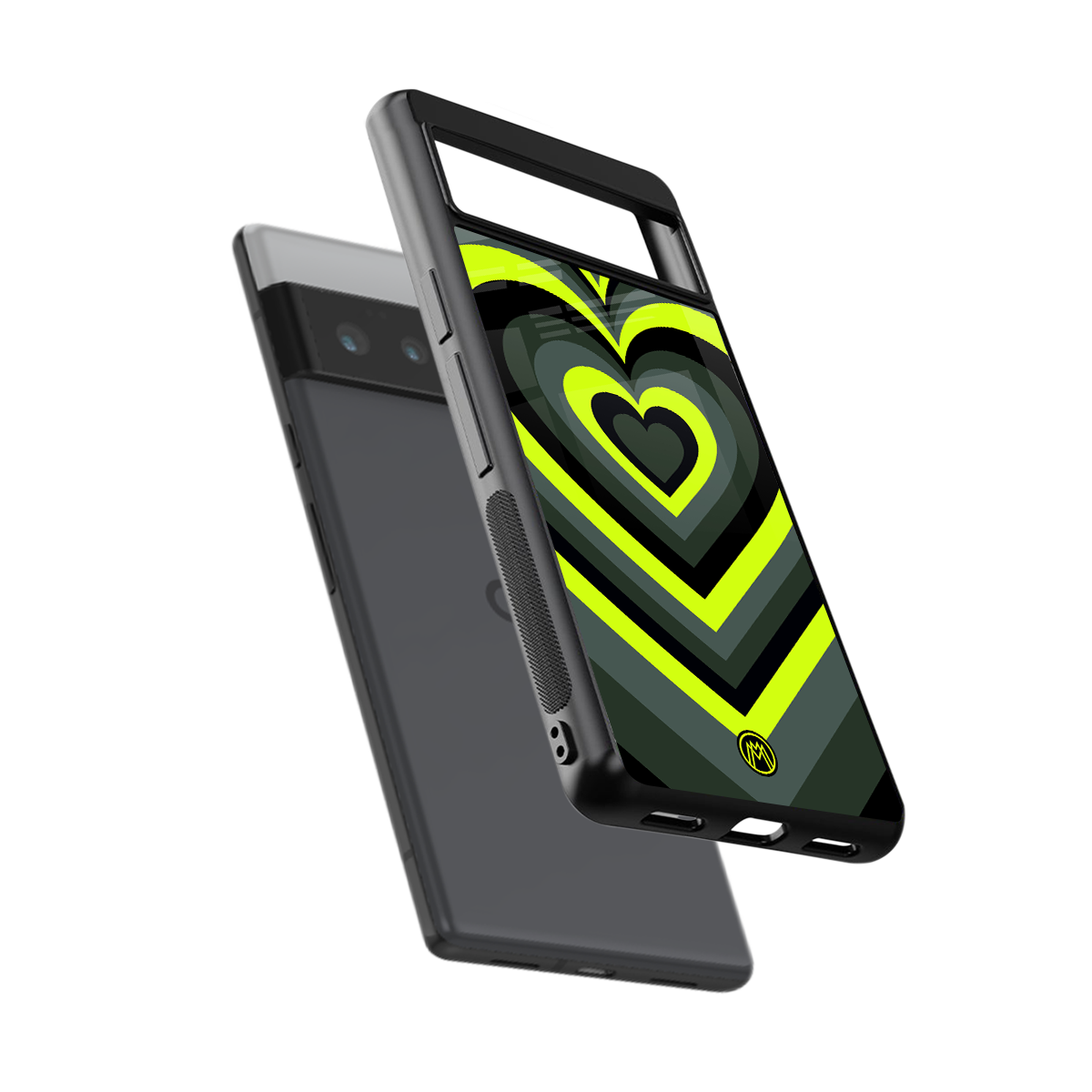 y2k emerald green hearts back phone cover | glass case for google pixel 6 pro